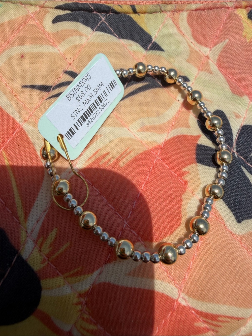 Enewton sincerity Mxm 5mm Gold & Silver Bead Stretch Bracelet NWT